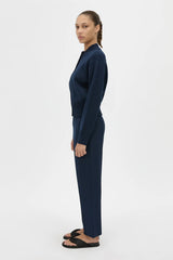 Amedeo Knit Pant Dark Navy by camilla and marc – straight leg knit pants with pintuck detail and split hems.