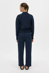Amedeo Knit Pant Dark Navy by camilla and marc – straight leg knit pants with pintuck detail and split hems.