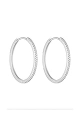 Angel Hoops Silver/Clear 30mm by Porter Jewellery – sterling silver click-in hoops with dainty cubic zirconia gems for a refined sparkle.
