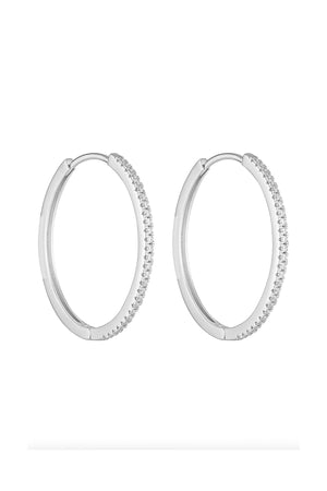 Angel Hoops Silver/Clear 30mm by Porter Jewellery – sterling silver click-in hoops with dainty cubic zirconia gems for a refined sparkle.