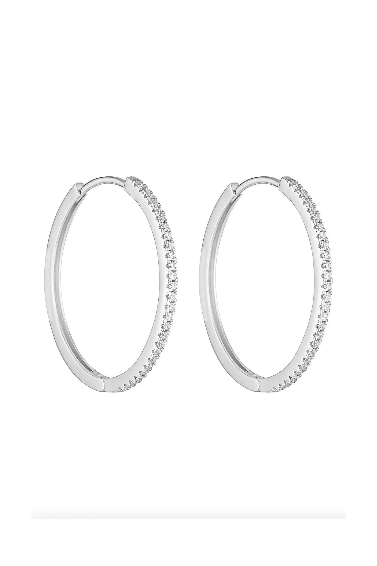 Angel Hoops Silver/Clear 30mm by Porter Jewellery – sterling silver click-in hoops with dainty cubic zirconia gems for a refined sparkle.