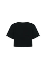 Anna Top Black by Sneaky Link – a cropped boxy top with V neckline and structured fit. Perfect for modern everyday styling.