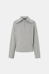 Anouk Knit Pullover Grey Marle by Camilla and Marc – fitted wool blend knit with quarter zip and removable shoulder pads.
