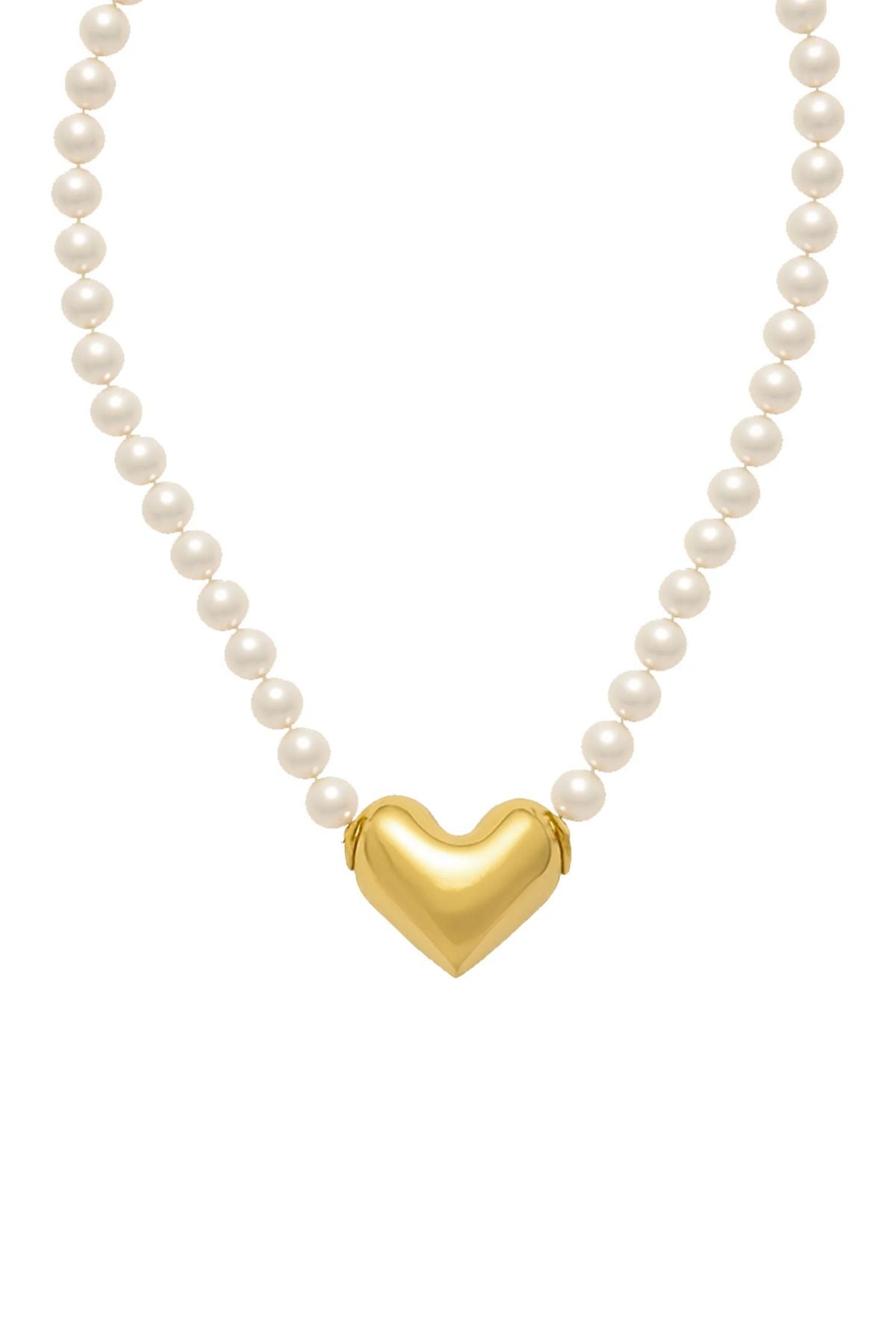 Anouk Pearl Heart Choker by Avant Studio, 6mm South China Sea pearls with a sculptural gold heart clasp. Elegant, romantic, and timeless.