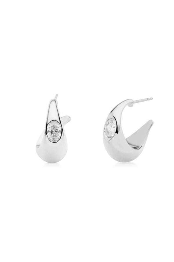 Ansel Earrings by Amber Sceats – handcrafted in Italy with cubic zirconia and rhodium plating for a refined, light-catching statement look.
