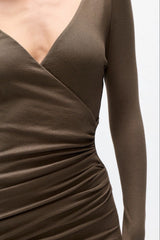 Anya Maxi Dress Martini by Bayse – off shoulder maxi dress with crossover bodice and ruched waist detailing.