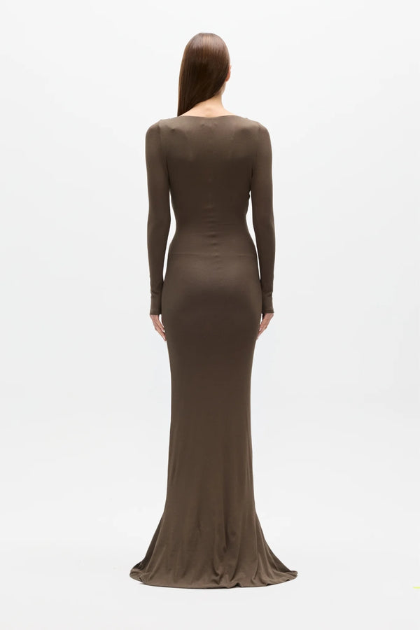 Anya Maxi Dress Martini by Bayse – off shoulder maxi dress with crossover bodice and ruched waist detailing.