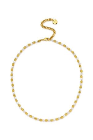Argus Necklace by Amber Sceats - gold necklace with freshwater pearls and crushed beads, designed for timeless elevated styling.