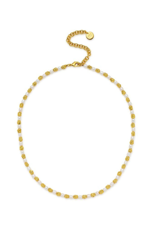 Argus Necklace by Amber Sceats - gold necklace with freshwater pearls and crushed beads, designed for timeless elevated styling.