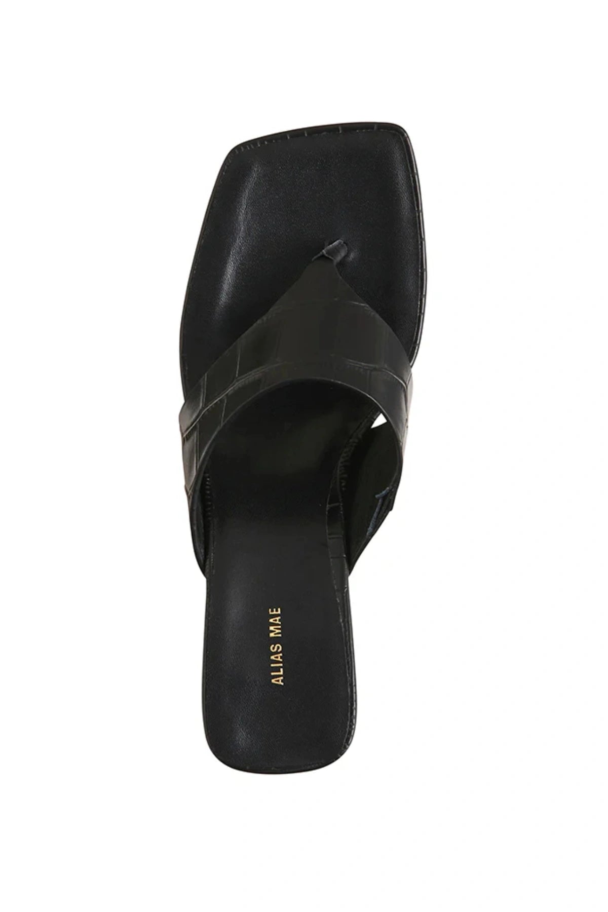 Aria Bone Oil Leather by Alias Mae, leather thong sandal with stud accents and curved heel, a trendy piece perfect for summer or refined styling.