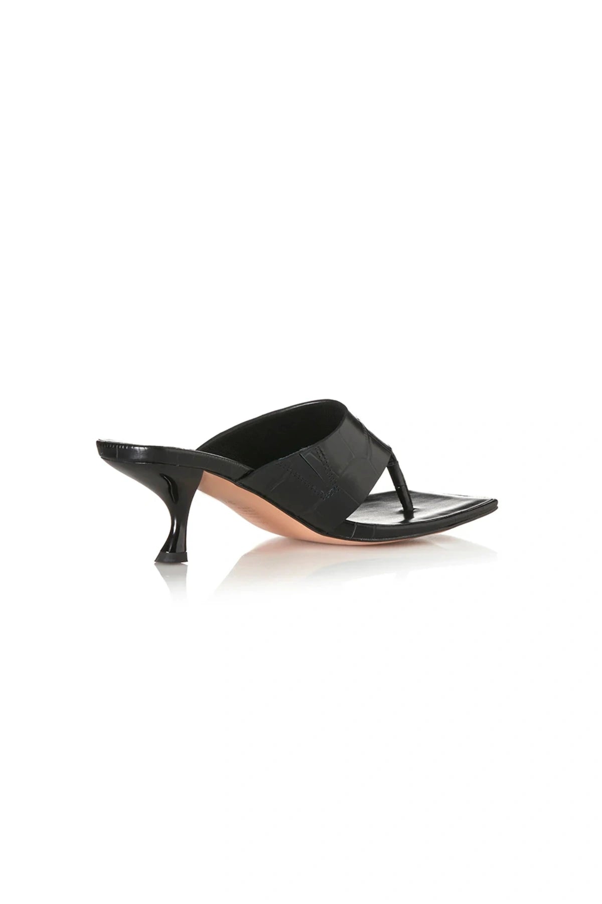 Aria Bone Oil Leather by Alias Mae, leather thong sandal with stud accents and curved heel, a trendy piece perfect for summer or refined styling.