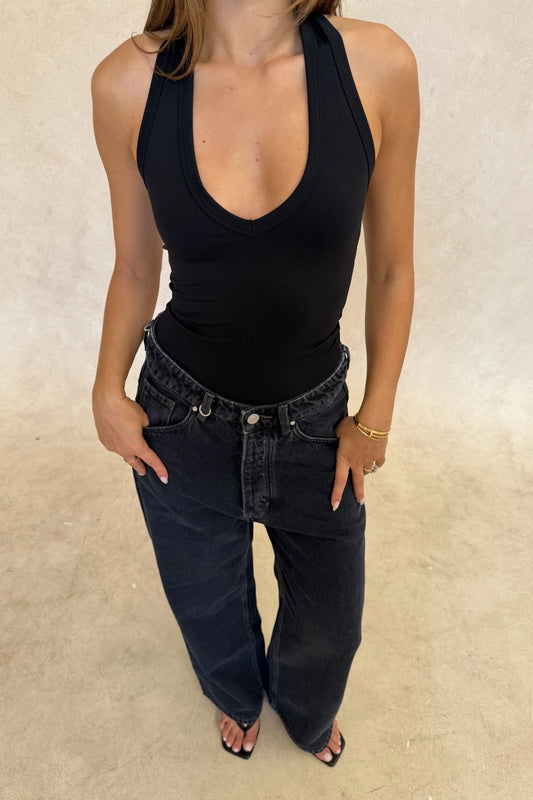 Aria Halter Neck Tank Black by Sneaky Link – a sculpting halter tank with seamless stretch. Perfect for everyday styling.