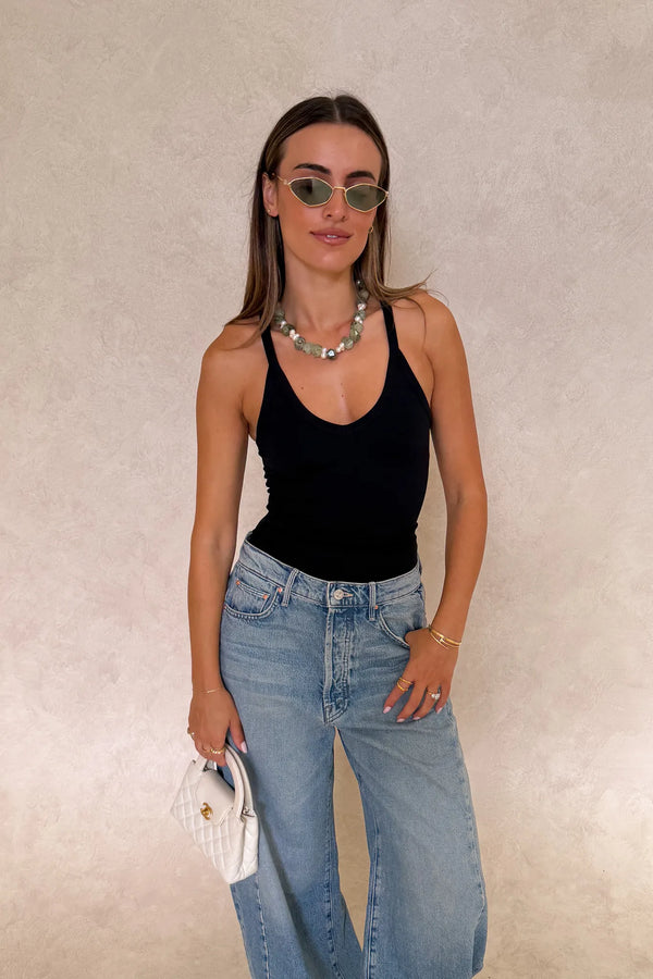 Aria Tank Black by Sneaky Link – a sculpting stretch tank with smooth seamless feel. Perfect for flattering everyday wear.