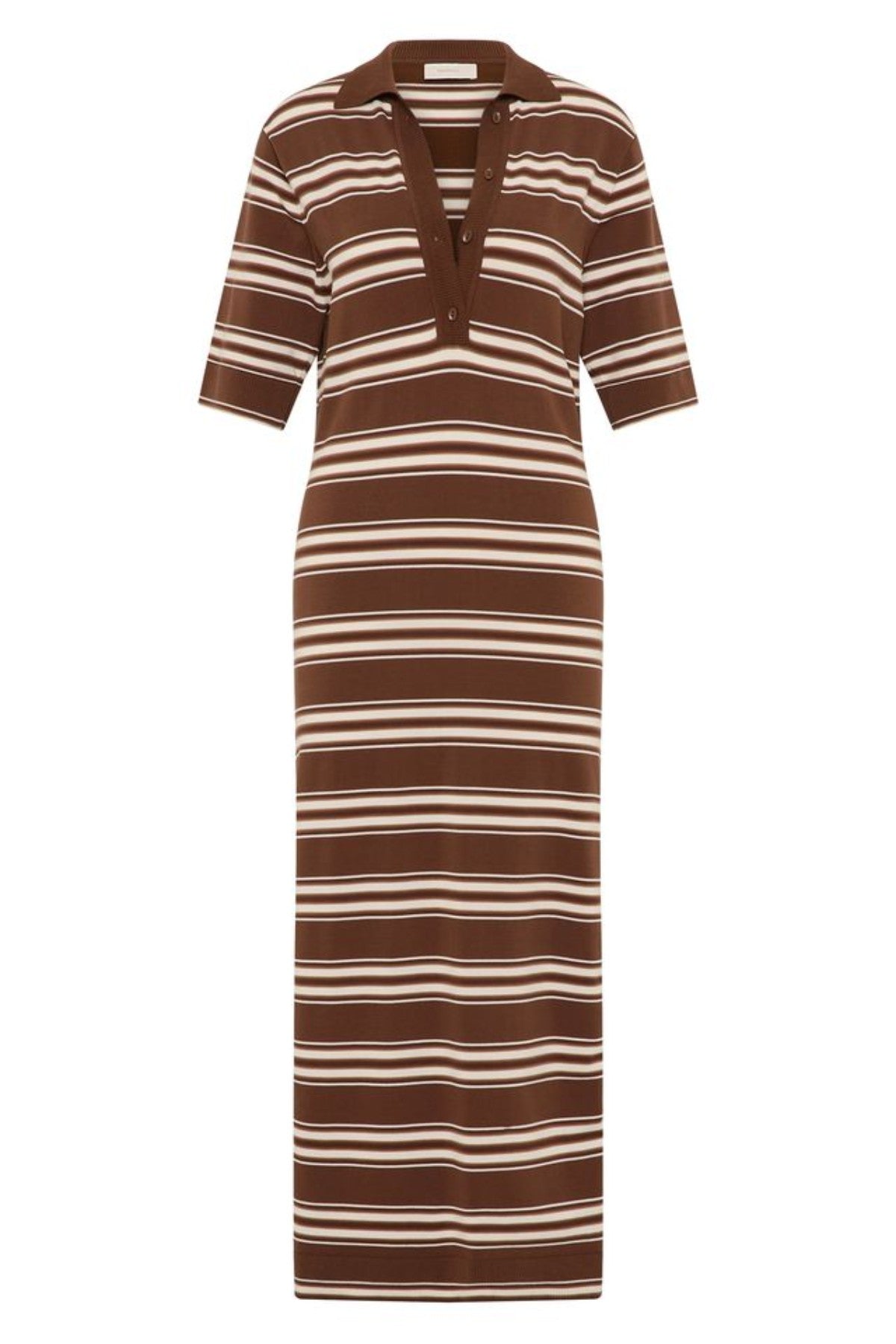 Santiago Polo Dress Ombre Stripe Macro Carob