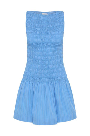 Maria Mini Dress Mico Pinstripe Azul