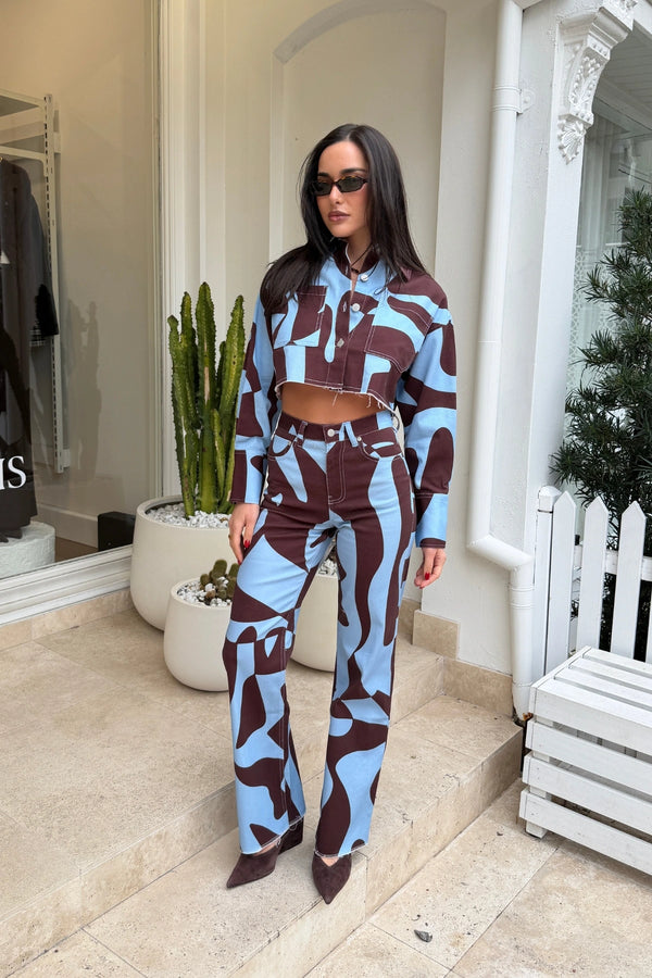 Easy Jean Mirage by Summi Summi – high rise straight leg denim jeans with exclusive abstract Mirage print.