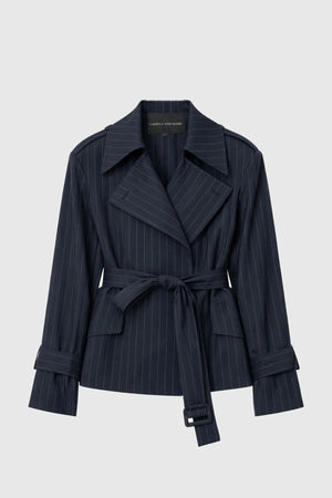 Brody Short Trench Coat French Navy Stripe