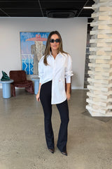 Neoprene Flared Leggings by Commando, high-rise flared neoprene pants with smoothing waistband and light compression, perfect for sleek, flattering everyday style.