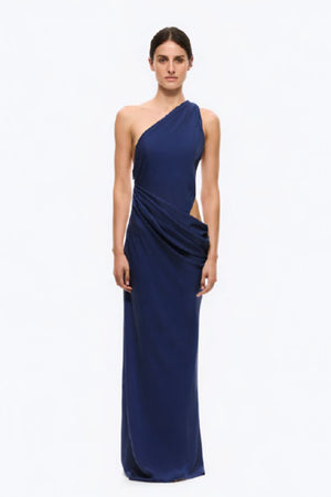 The Isadora Satin Dress Deep Blue