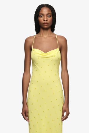 Arielle Slip Maxi Dress Citrus by Bec + Bridge - sequin maxi dress with asymmetric neckline and backless design, designed for statement event styling.