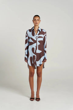 Ash Long Sleeve Shirt Mirage by Summi Summi – oversized cupro rayon shirt with exclusive abstract Mirage print.