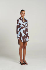 Ash Long Sleeve Shirt Mirage by Summi Summi – oversized cupro rayon shirt with exclusive abstract Mirage print.