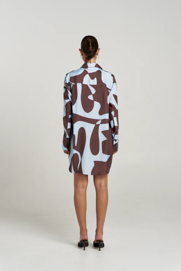 Ash Long Sleeve Shirt Mirage by Summi Summi – oversized cupro rayon shirt with exclusive abstract Mirage print.
