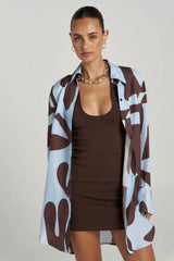 Ash Long Sleeve Shirt Mirage by Summi Summi – oversized cupro rayon shirt with exclusive abstract Mirage print.