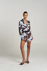 Ash Long Sleeve Shirt Mirage by Summi Summi – oversized cupro rayon shirt with exclusive abstract Mirage print.