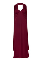 Athena Maxi Dress by Baobab, a strapless pleated chiffon gown with scarf detail and open back. Perfect for elegant events or getaways.