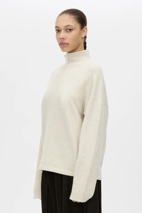 Atkinson Knit Sweater Ashen by Camilla and Marc - oversized wool knit sweater with turtleneck and seam detail, perfect for cozy elevated styling.