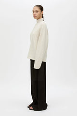 Atkinson Knit Sweater Ashen by Camilla and Marc - oversized wool knit sweater with turtleneck and seam detail, perfect for cozy elevated styling.