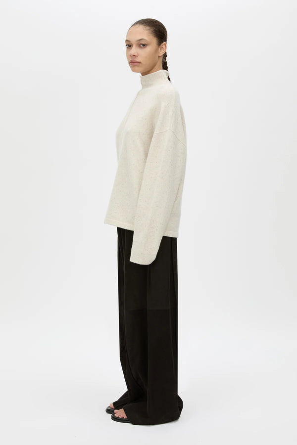 Atkinson Knit Sweater Ashen by Camilla and Marc - oversized wool knit sweater with turtleneck and seam detail, perfect for cozy elevated styling.