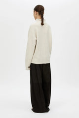 Atkinson Knit Sweater Ashen by Camilla and Marc - oversized wool knit sweater with turtleneck and seam detail, perfect for cozy elevated styling.