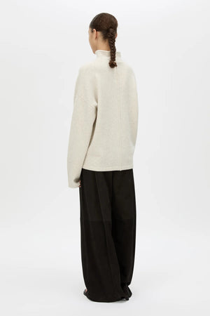 Atkinson Knit Sweater Ashen by Camilla and Marc - oversized wool knit sweater with turtleneck and seam detail, perfect for cozy elevated styling.