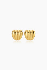 Aurelia Earrings Gold by Heaven Mayhem – ribbed gold stud earrings in 18K PVD plated stainless steel.