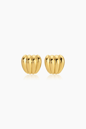 Aurelia Earrings Gold by Heaven Mayhem – ribbed gold stud earrings in 18K PVD plated stainless steel.