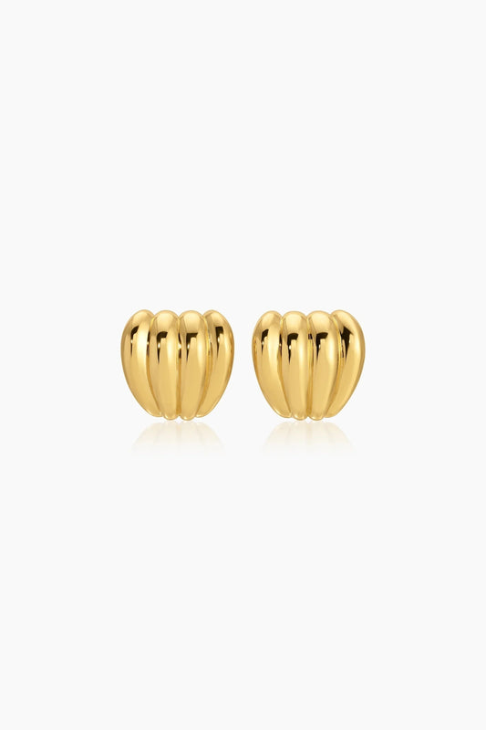 Aurelia Earrings Gold by Heaven Mayhem – ribbed gold stud earrings in 18K PVD plated stainless steel.