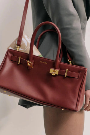 Austenne Bag Burgundy by Reh Studios – genuine leather shoulder bag with structured silhouette and adjustable strap for everyday styling.