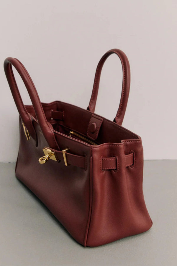 Austenne Bag Burgundy by Reh Studios – genuine leather shoulder bag with structured silhouette and adjustable strap for everyday styling.