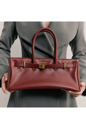 Austenne Bag Burgundy by Reh Studios – genuine leather shoulder bag with structured silhouette and adjustable strap for everyday styling.