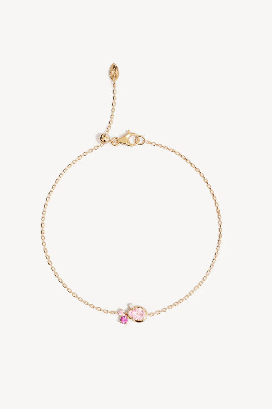 Awaken Love Bracelet by By Charlotte – 18k gold vermeil bracelet with pink cubic zirconia cluster on adjustable fine chain.