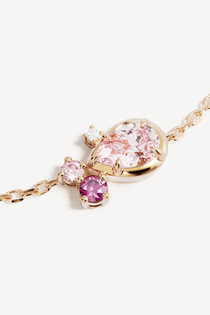 Awaken Love Bracelet by By Charlotte – 18k gold vermeil bracelet with pink cubic zirconia cluster on adjustable fine chain.