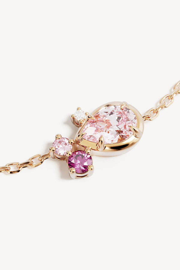 Awaken Love Bracelet by By Charlotte – 18k gold vermeil bracelet with pink cubic zirconia cluster on adjustable fine chain.
