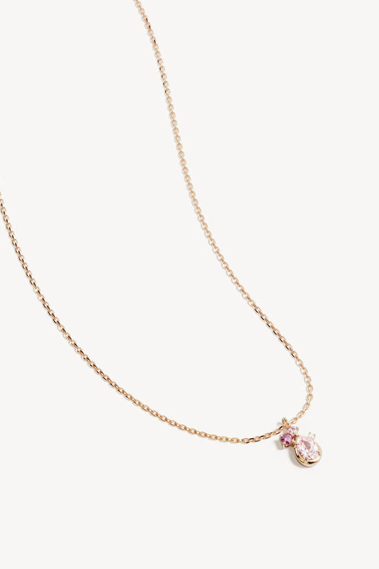 Awaken Love Necklace by By Charlotte – 18k gold vermeil necklace with pink cubic zirconia cluster pendant on adjustable fine chain.