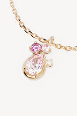 Awaken Love Necklace by By Charlotte – 18k gold vermeil necklace with pink cubic zirconia cluster pendant on adjustable fine chain.