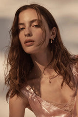 Awaken Love Necklace by By Charlotte – 18k gold vermeil necklace with pink cubic zirconia cluster pendant on adjustable fine chain.