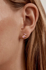 Awaken Love Stud Earrings by By Charlotte – 18k gold vermeil cluster studs with pink cubic zirconias in a delicate floral-inspired design.
