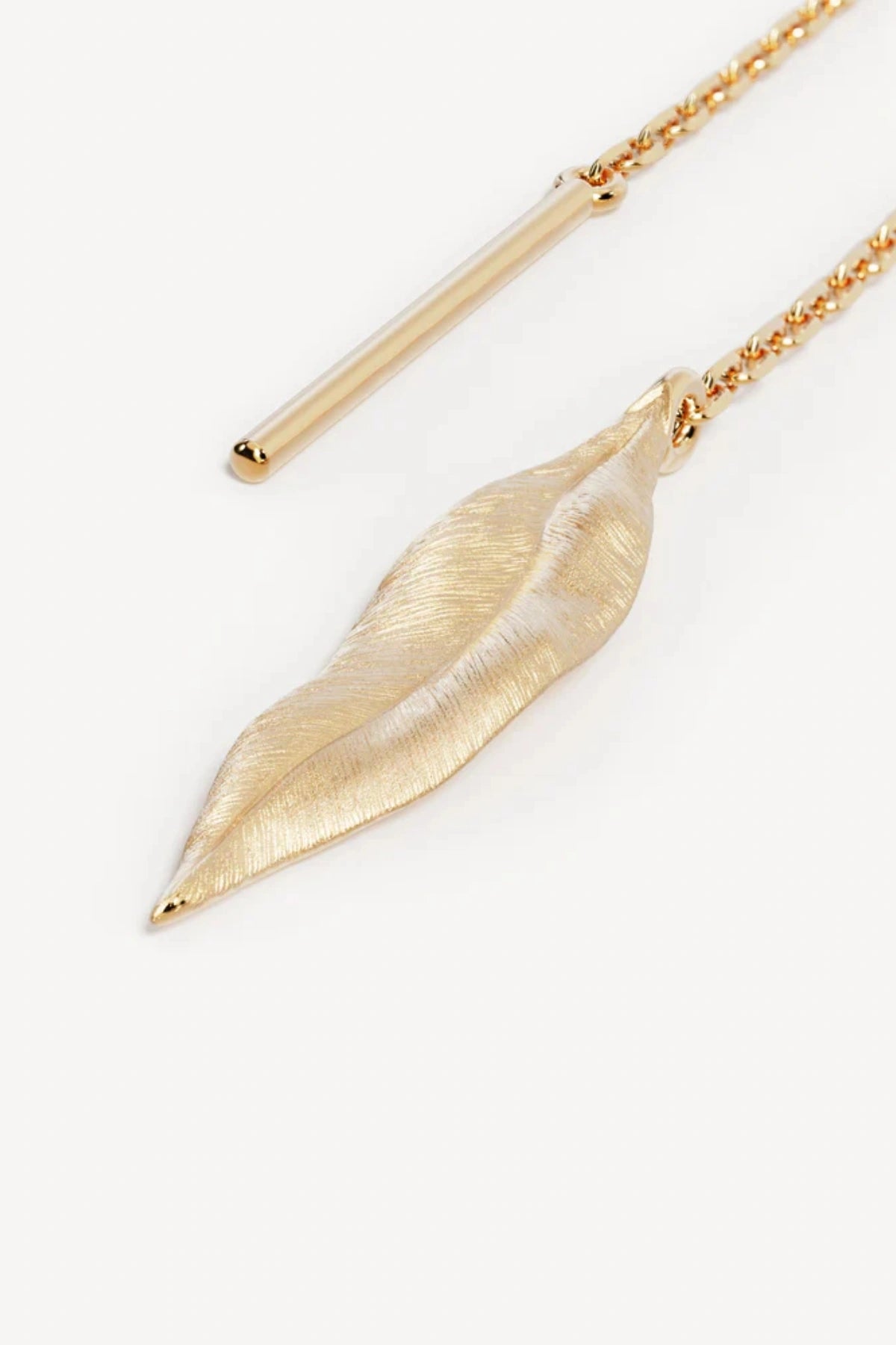 Awaken Thread Earrings by By Charlotte, gold vermeil thread-through design with leaf pendants, a trendy piece perfect for layering or meaningful gifting.