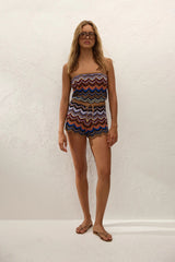 Azul Playsuit Cadaqués Stripe by Faithfull the Brand – a striped knit playsuit with strapless fit. Perfect for resort styling.